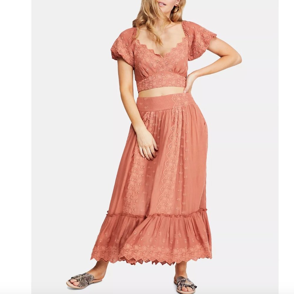 Free People Ella Eyelet Maxi Skirt